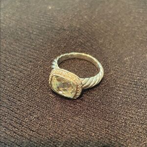 David Yurman Silver cable ring with Prasiolite and diamonds